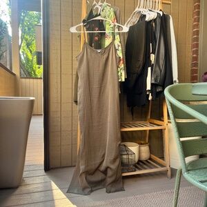 Aerie Spaghetti Strap Maxi Dress in Olive Green